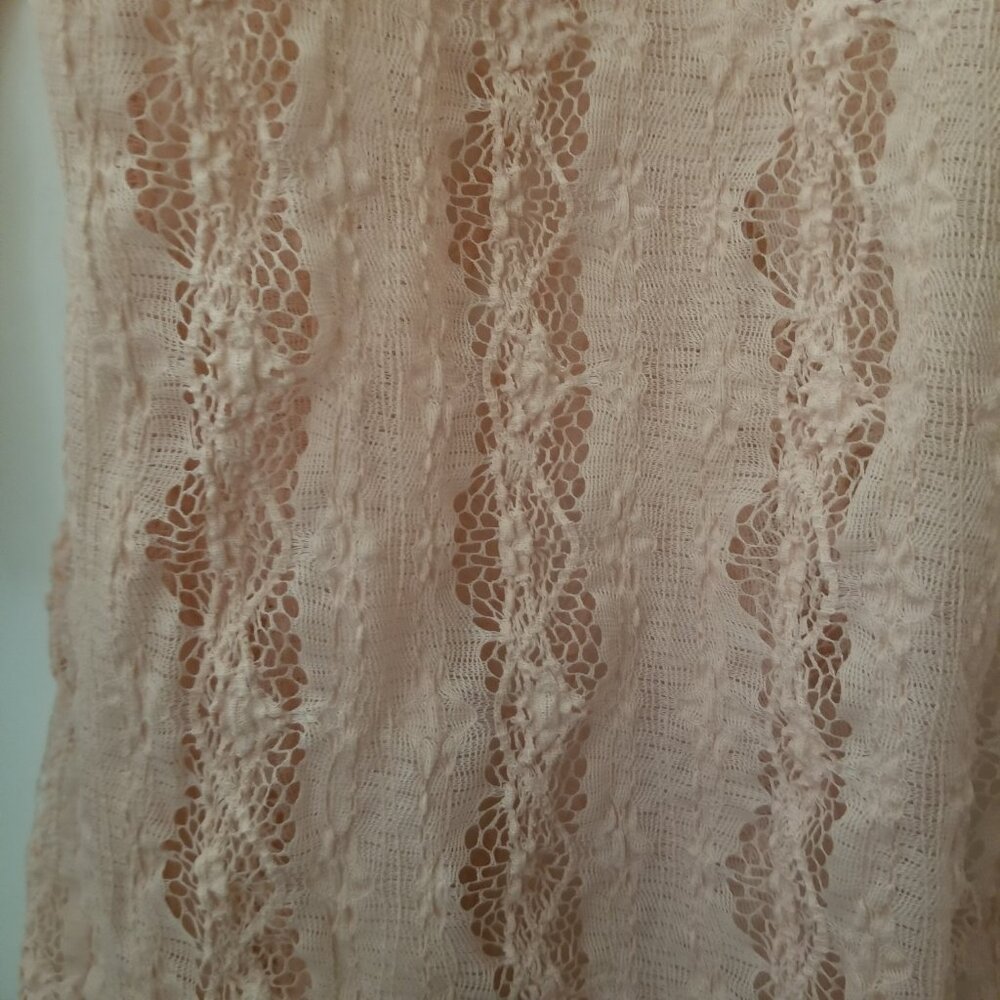 Vtg Keren Hart Women M Peach Lace Knit 3/4 Long Sleeve Lightweight Open Cardigan - Picture 9 of 13